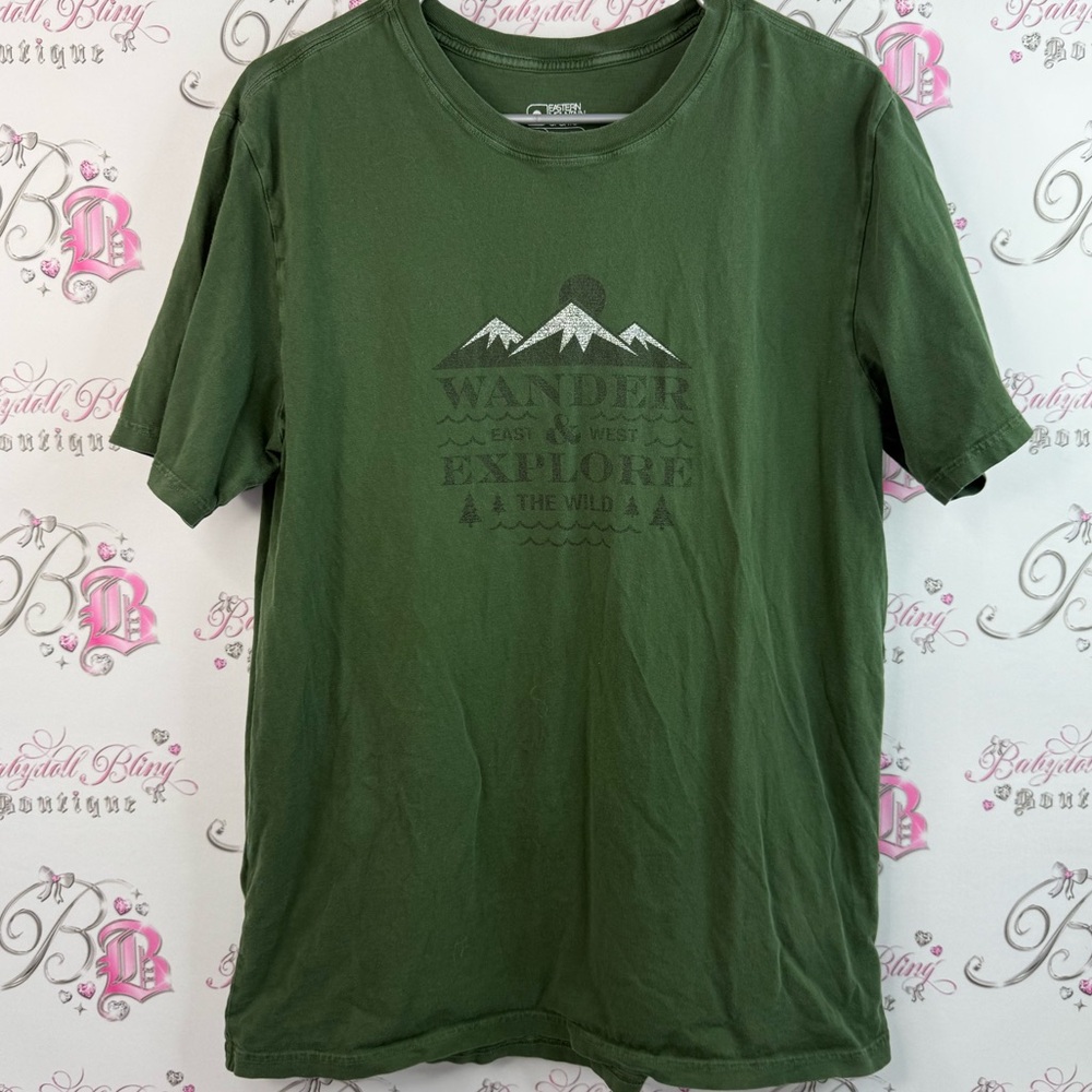 Eastern mountain sports T-shirt wander and explore Olive Green Graphic T-Shirt